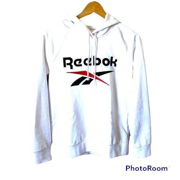 Reebok Hoodie Women’s Size Small Sweatshirt Oversized Athletic Workout Gym White - Picture 1 of 6
